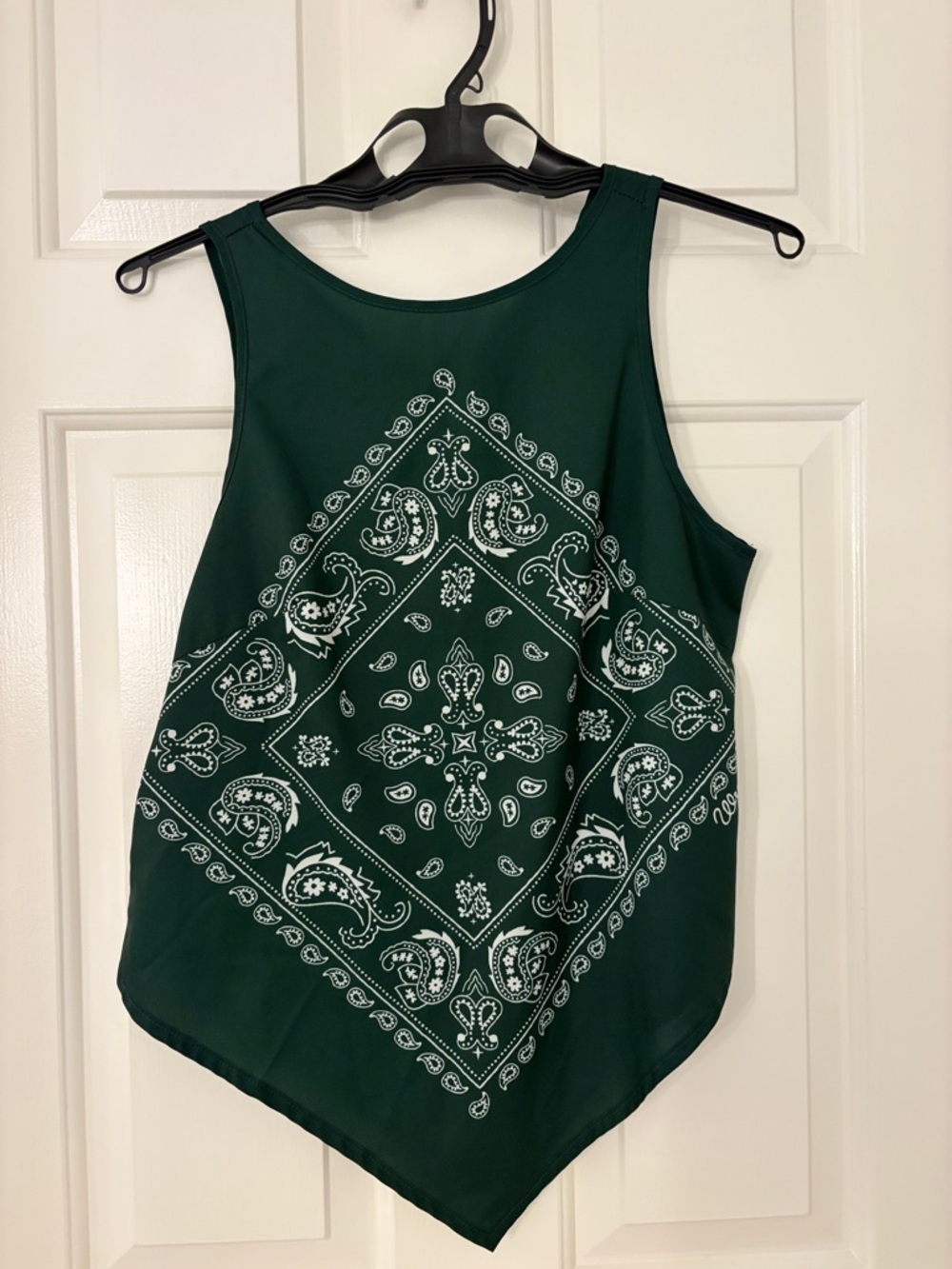 Women's Dark Green Bandana Print Tank Top